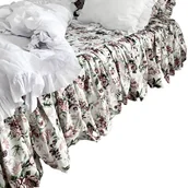 Prześcieradła - Prześcieradło Na Łóżko Bawełniane Z Ozdobną Falbanką Retro Kwiaty 220X200 Cm - miniaturka - grafika 1