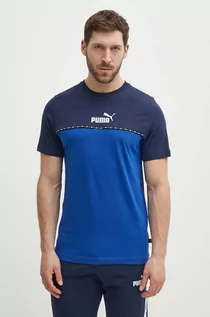 Koszulki męskie - Puma t-shirt bawełniany męski kolor granatowy wzorzysty 673341 - grafika 1