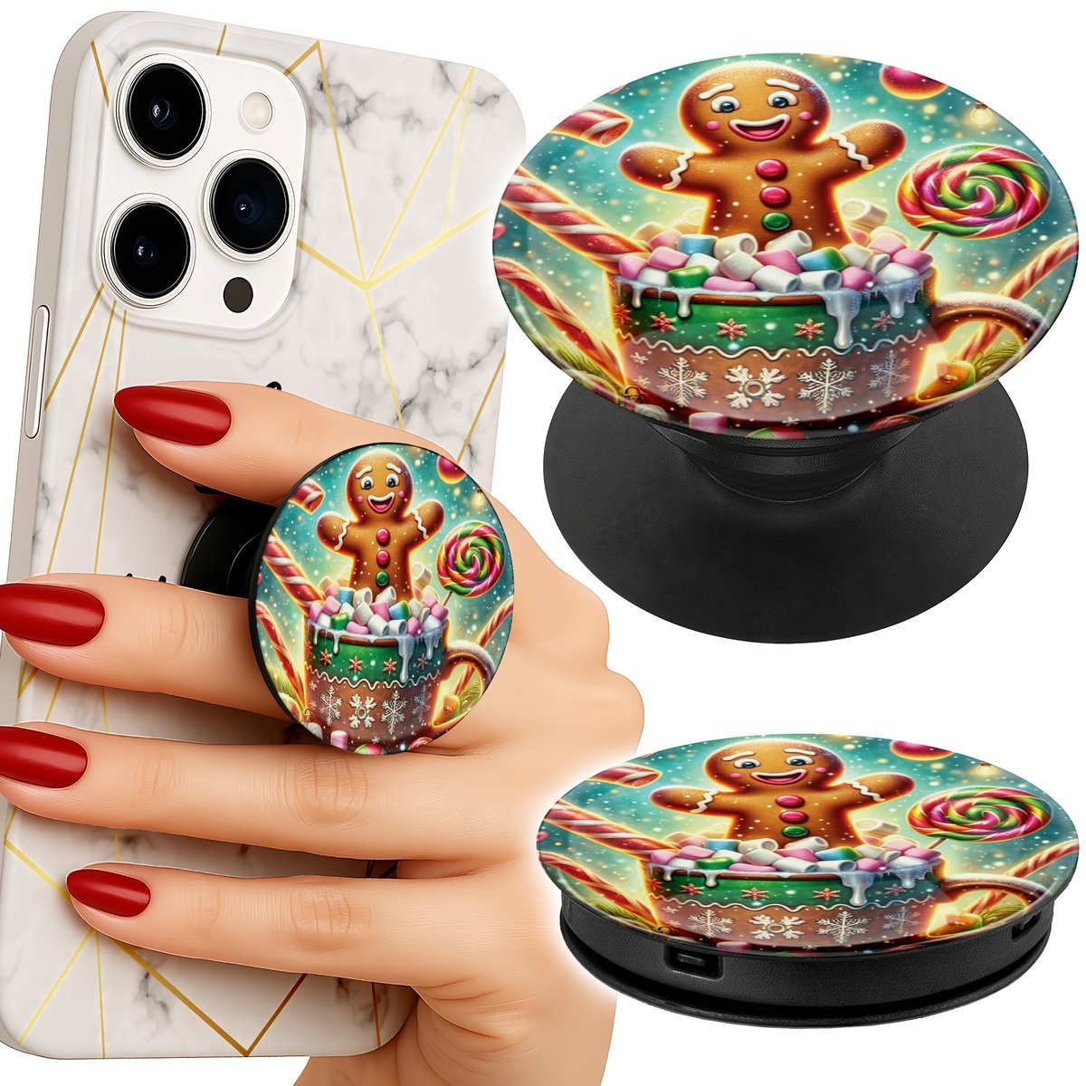 Uchwyt do telefonu Popsocket na palce/stojak PIERNIK PIERNIKI ŚWIĄTECZNE