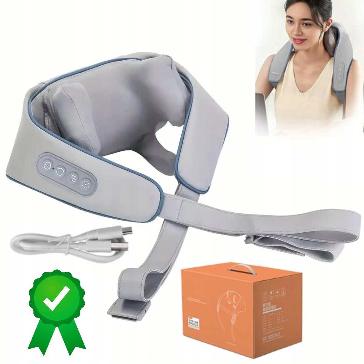 Masażer karku BEZPRZEWODOWY do masażu karku szyi pleców ciała z grzaniem