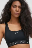 Stroje kąpielowe - Nike biustonosz kąpielowy Logo Tape kolor czarny lekko usztywniona miseczka - miniaturka - grafika 1