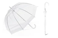 Parasole - Głęboka Parasolka Happy Rain, Przezroczysta Z Białą Lamówką - miniaturka - grafika 1