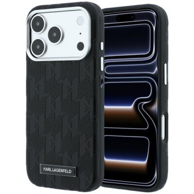 Etui KARL LAGERFELD Grained Mono Resin Logo MagSafe do Apple iPhone 17 Pro Max/18 Pro Max Czarny