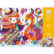 Zabawki kreatywne - Zestaw Kreatywny Wyklejanki Mozaiki Kokeshi Djeco - miniaturka - grafika 1