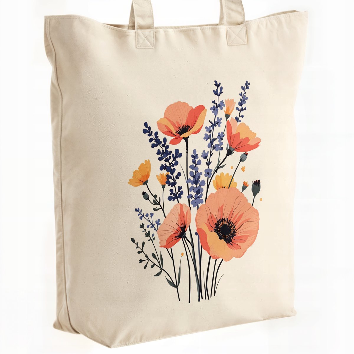 Torba bawełniana premium na zakupy Polne Kwiaty Motyw Kwiatów Prezent