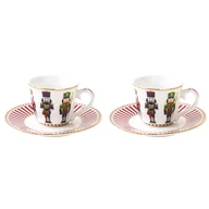 Filiżanki - Easy life Filiżanki Do Espresso Porcelanowe Ze Spodkami Christmas In Easy Life Kremowe 80 Ml 2 Szt - miniaturka - grafika 1