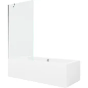 Wanny - Mexen Cube wanna prostokątna 180 x 80 cm z obudową i parawanem 1-skrzydłowym 90 cm, transparent, chrom 5905315201843 - miniaturka - grafika 1