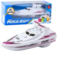 Samochody i pojazdy dla dzieci - Łódź Motorówka Na Baterie Biała Pływająca Wodna LEAN Toys - miniaturka - grafika 1