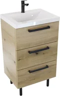 Szafki łazienkowe - Szafka z umywalką ATHOS stojąca 50 cm - Uchwyt Czarny Mat - miniaturka - grafika 1