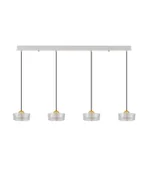 Lampy sufitowe - ESPINAR LE44732 Nowoczesna lampa wisząca LED z czterema cylindrycznymi kloszami złota i szkła Elegancka lampa do jadalni - miniaturka - grafika 1