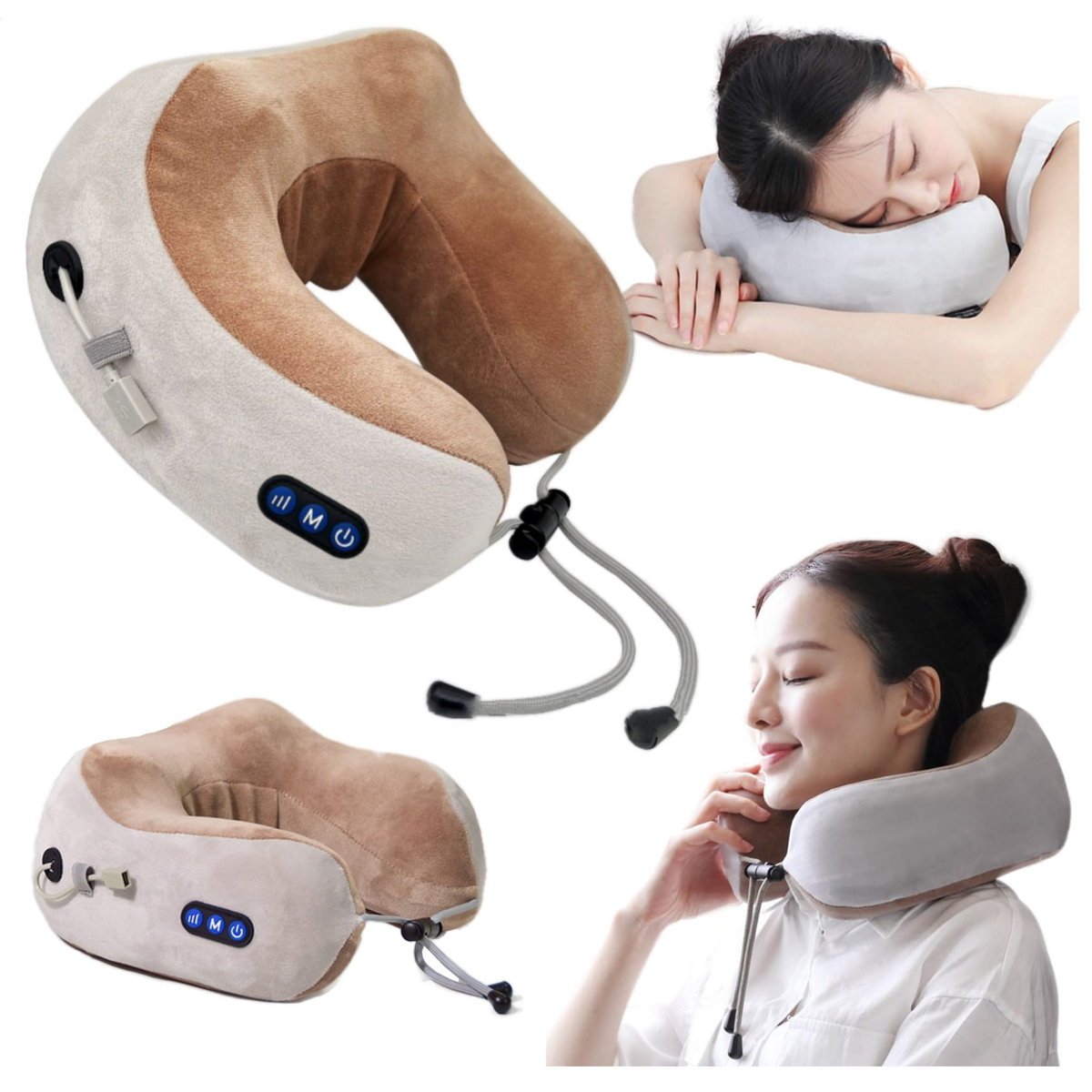 Poduszka rogal zagłówek masażer elektryczny karku pleców szyi podróżny