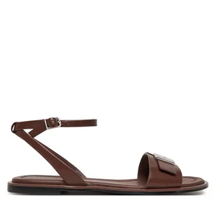 Sandały Calvin Klein Flat Sandal W/Ck Hw - Lth HW0HW02367 Brązowy - Sandały damskie - miniaturka - grafika 1