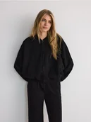 Bluzy damskie - Reserved - Oversizowa bluza z bawełną - czarny - miniaturka - grafika 1
