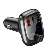Transmitery FM - Baseus Transmiter FM Bluetooth 5.0 ładowarka samochodowa PPS Quick Charge QC4.0 Power Delivery USB Typ C / micro SD 5A 36W czarny (CCTM-B01) - miniaturka - grafika 1