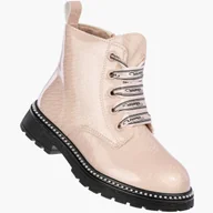 Botki damskie - Trzewiki Dziewczęce Botki Ekoskóra Zimowe Ocieplane Różowe Apawwa NQ734 Różowy 30 - miniaturka - grafika 1