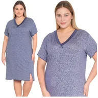 Piżamy damskie - KOSZULA NOCNA DAMSKA MORELLA PREMIUM WISKOZOWA ELEGANCKA WYGODNA LUŹNA KRÓTKI RĘKAW LETNIA PLUS SIZE DUŻE ROZMIARY 7XL - miniaturka - grafika 1