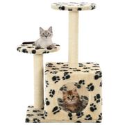 Drapaki dla kotów - vidaXL Drapak ze sizalowymi słupkami, 60 cm, beżowy w kocie łapki - miniaturka - grafika 1