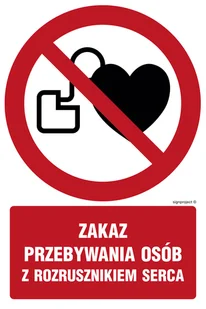GC039 ZAKAZ PRZEBYWANIA OSÓB Z ROZRUSZNIKIEM SERCA, TS - PŁYTA TD FOTOLUMINESCENCYJNA; (150X225MM) - Tablice BHP - miniaturka - grafika 1