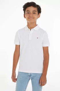 Koszulki dla chłopców - Tommy Hilfiger polo bawełniane dziecięce kolor biały gładki - grafika 1