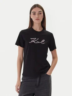 KARL LAGERFELD T-Shirt A4W17052 Czarny Regular Fit - Koszulki i topy damskie - miniaturka - grafika 1