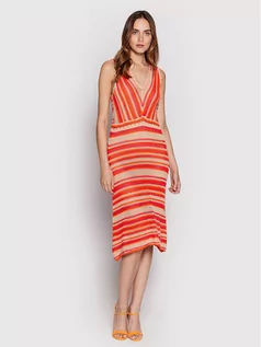 Sukienki - TWINSET Sukienka dzianinowa 221TT3134 Pomarańczowy Flare Fit - grafika 1