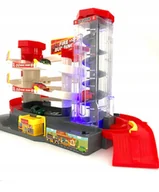 Zabawki konstrukcyjne - Parking Garaż 3 Pietra Elektryczna Winda + 4 Auta Czerwony - miniaturka - grafika 1