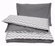 Pościel dla dzieci - Pościel dziecięca 100x135 dwustronna Duale Baby zygzak-szara z plecaczkiem - miniaturka - grafika 1