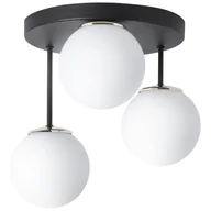 Lampy sufitowe - Lampa sufitowa wisząca Florence okrągła glamour klosz biały 3xE14 czarna/złota Light Home LH - miniaturka - grafika 1