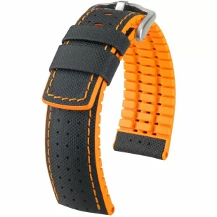 Czarno-pomarańczowy pasek skórzany 20 mm HIRSCH Robby 0917694050-4-20 (L) RATY | GRATIS WYSYŁKA | GRATIS ZWROT DO  1 ROKU | 100% ORYGINAŁ!! - Akcesoria do zegarków - miniaturka - grafika 1
