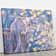 Malowanie po numerach - Nocny kot na beczce - Malowanie po numerach 50x40 cm - miniaturka - grafika 1