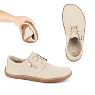 Półbuty damskie - Damskie skórzane buty minimalistyczne barefoot 1244 beżowe - Buty Olivier - miniaturka - grafika 1