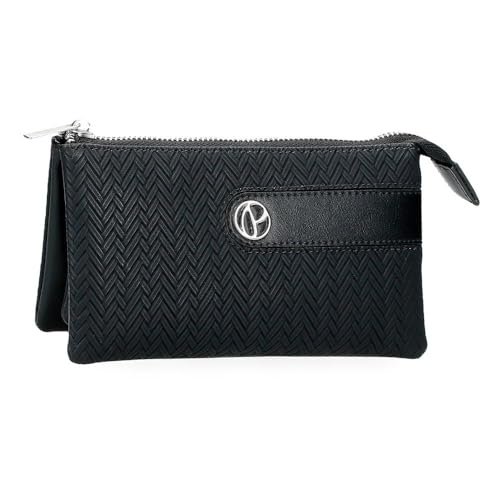 Pepe Jeans Sprig Portfel z trzema przegrodami Czarny 17,5x9,5x2 cm Sztuczna skóra by Joumma Bags, Czarny (Black), Talla única, Portfel z trzema przegródkami