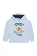 Bluzy dla dziewczynek - Kenzo Kids bluza dziecięca kolor niebieski z kapturem z nadrukiem - Kenzo kids - miniaturka - grafika 1