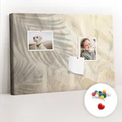 Tablice i flipcharty - Szkolna Tablica korkowa 60x40 cm, Kolorowe Pinezki, wzór Cień palmy piasek - miniaturka - grafika 1