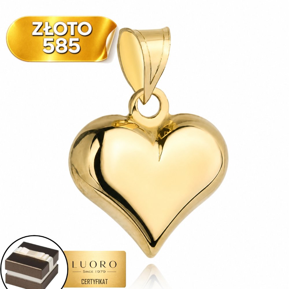 ZAWIESZKA ZŁOTA 585 14K SERCE WYPUKŁE ŚREDNIE 2,1 CM ELEGANCKA