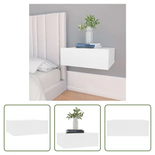 The Living Store Wisząca szafka nocna biała 40x30x15 cm materiał drewnopochodny - Szafki nocne - miniaturka - grafika 1