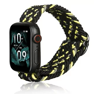 Paski - Beline pasek Apple Watch Textile 42/44/45/49mm czarno-limonkowy black/lime - grafika 1