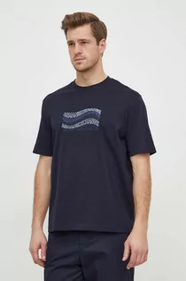 Koszulki męskie - Armani Exchange t-shirt bawełniany męski kolor granatowy z nadrukiem - grafika 1