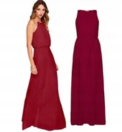 Sukienki - DŁUGA SUKNIA TIULOWA MAXI NA WESELE CZERWONA - miniaturka - grafika 1