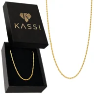 Łańcuszki - PIĘKNY ZŁOTY SKRĘCANY ŁAŃCUSZEK SINGAPUR 50 CM ZŁOTO 585 NA PREZENT - miniaturka - grafika 1