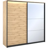 Szafy - Szafa Przesuwna z Oświetleniem QS-01 Quant Lenart Dąb Artisan, Czarny - miniaturka - grafika 1