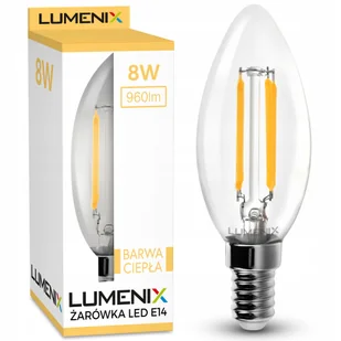 Żarówka E14 Led Filament Edison Ozdobna Świeczka 960lm 8W Ciepła - Żarówki LED - miniaturka - grafika 1