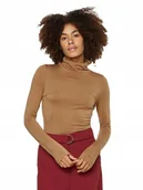 Swetry damskie - TOMMY HILFIGER DAMSKI GOLF SLIM SOFT BRĄZOWY r.M - miniaturka - grafika 1