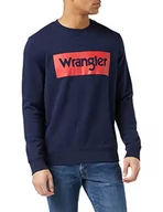 Bluzy męskie - Wrangler Bluza męska z logo, granatowy, XL - miniaturka - grafika 1