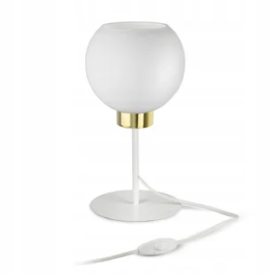 Lampka Nocna Stołowa Dekoracyjna Biała Szklana Kula White Glass L1 LED E27 - Lampy stojące - miniaturka - grafika 1