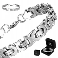 Bransolety męskie - Gruba Bransoletka Srebrna Męska Splot Królewski Na Prezent + Gratis - miniaturka - grafika 1