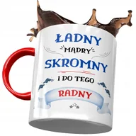 Kubki - Kubek Czerwony Dla Radnego Ładny Mądry Skromny z Nadrukiem ze Zdjęciem + Opakowanie na prezent (wzór 01) - miniaturka - grafika 1