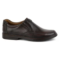 Półbuty męskie - Buty męskie ze skóry naturalnej slip-on 854K ciemny brązowe - KOMODO - miniaturka - grafika 1