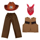 Dresy i komplety dla chłopców - ZESTAW KOWBOJ BRĄZOWY 116-128 4el - miniaturka - grafika 1