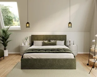 Łóżko tapicerowane TULSA z pojemnikiem i stelażem podnoszonym - 180x200 - OTTAWA - Oliwkowa zieleń - Łóżka - miniaturka - grafika 1